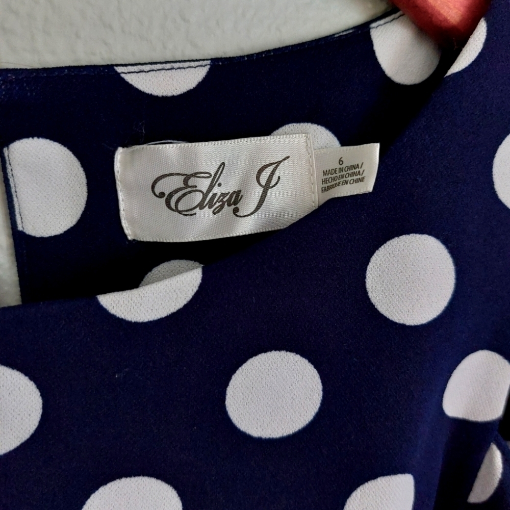 Eliza J Women Size 6 Cold Shoulder Flutter Sleeve Polka Dots Mini Dress - Picture 4 of 8